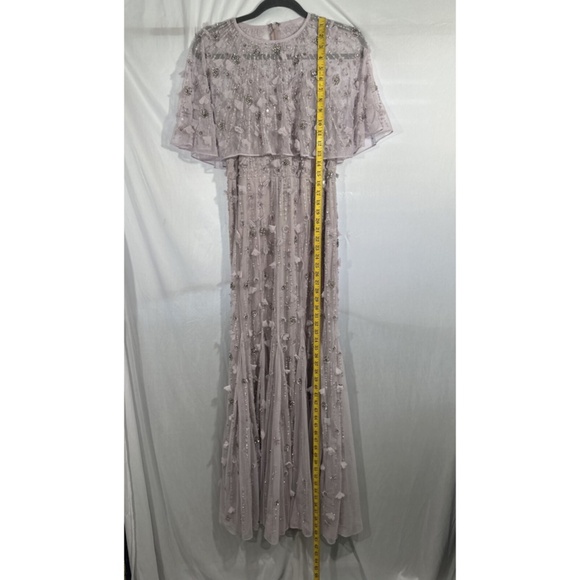 NWT $698 Mac‎ Duggal [ 10 ] Embellished Cape Sleeve Trumpet Gown in Lilac Purple - Picture 3 of 16